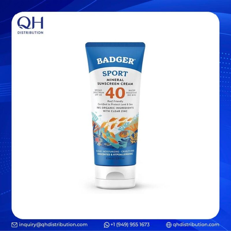 Badger SPF 40 Sport Mineral Sunscreen Cream Tin 2.4oz