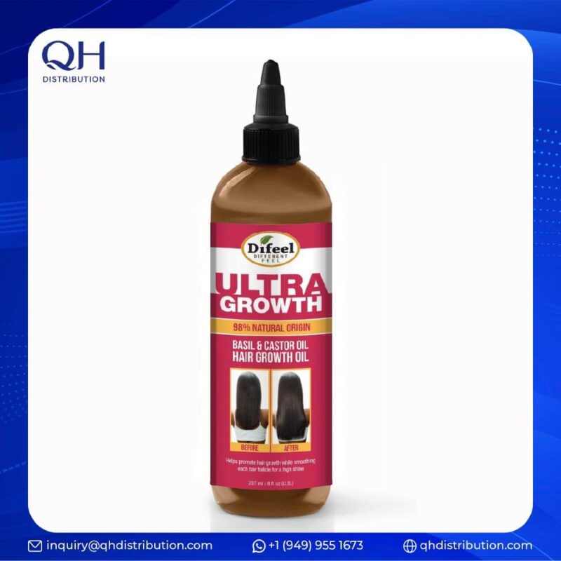 Difeel Premium Hair Oil Ultra Growth Basil-Castor Hair Oil 8 oz
