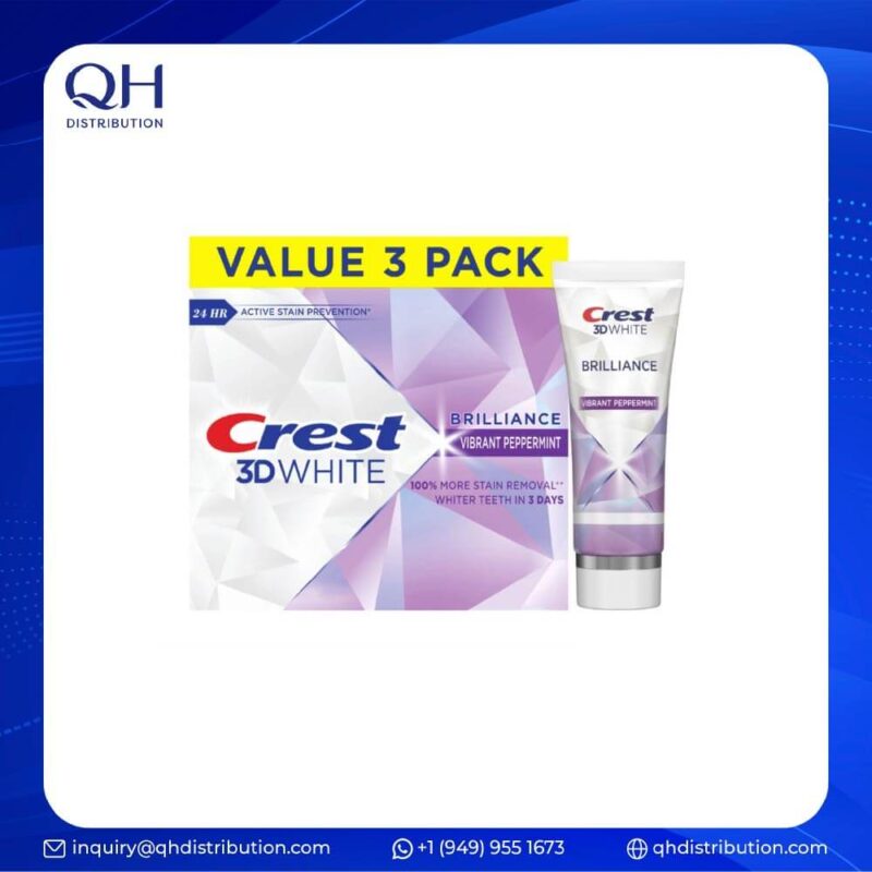 Crest 3D White Brilliance Teeth Whitening Toothpaste, Vibrant Peppermint 0.85 oz