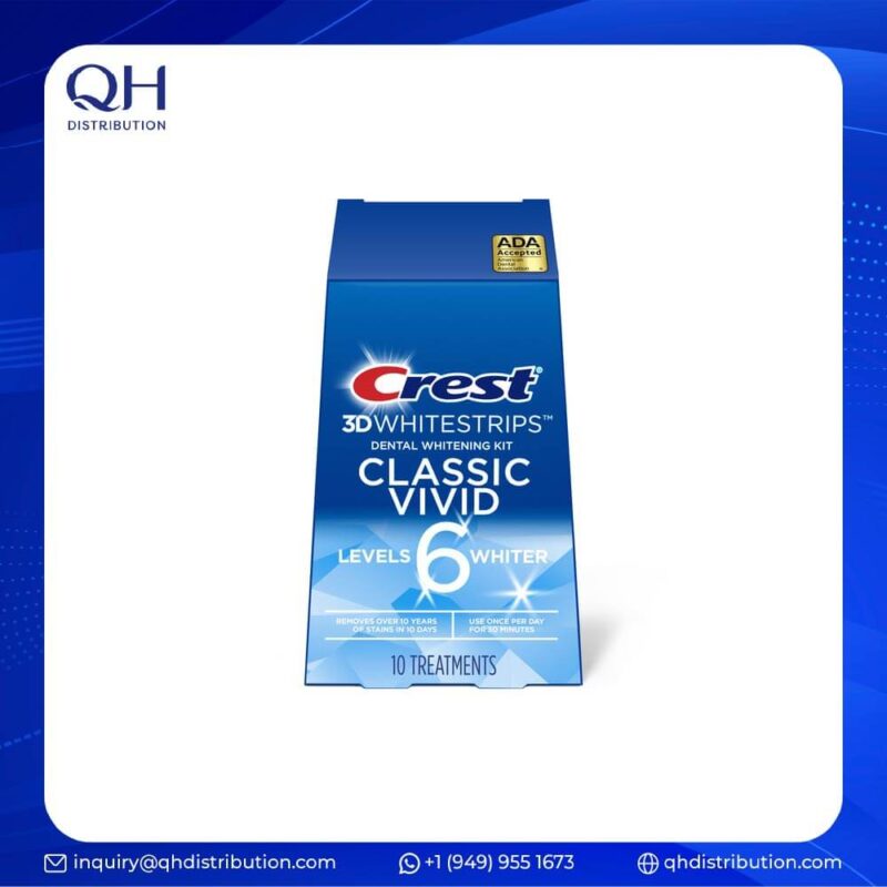 Crest 3D Whitestrips Classic Vivid At-home Teeth Whitening Kit, 6 Levels Whiter